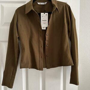 Zara Cropped button down shirt